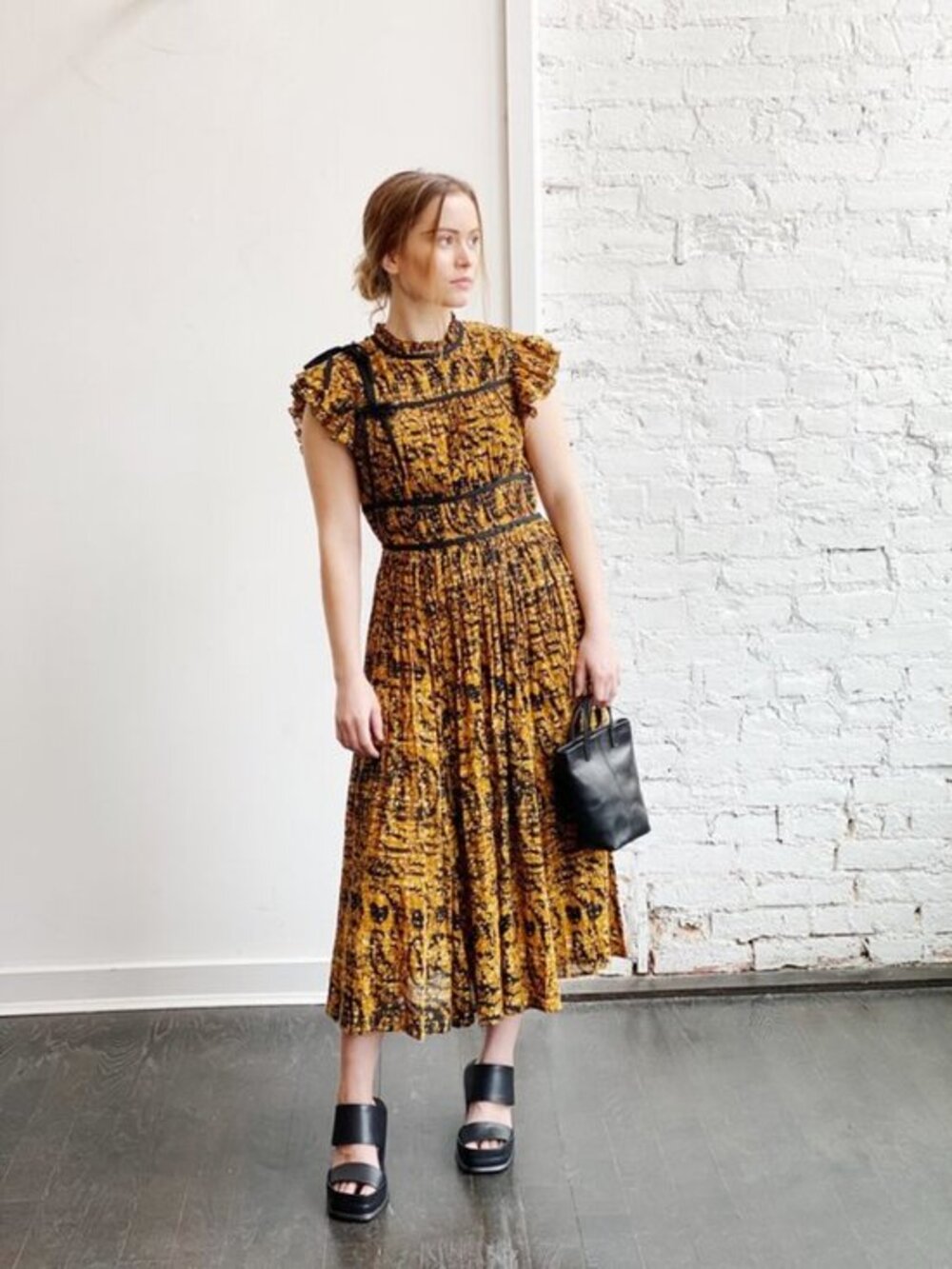 Ulla Johnson Amari Dress Marigold‎ Size 0 NWT Midi Orange Black - Picture 16 of 17